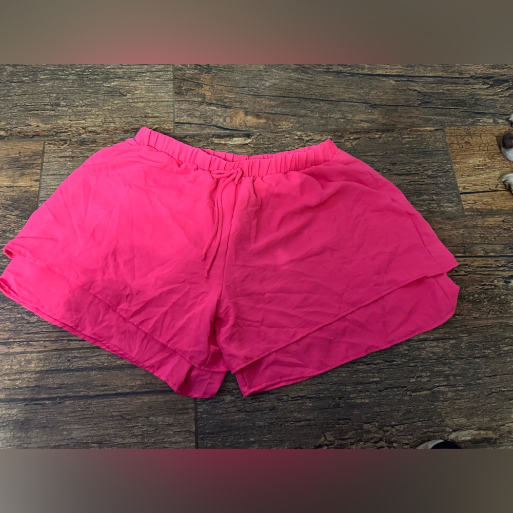 Stylive Hot Pink Ruffle Shorts 2X Flowy Elastic Waist Dressy Summer